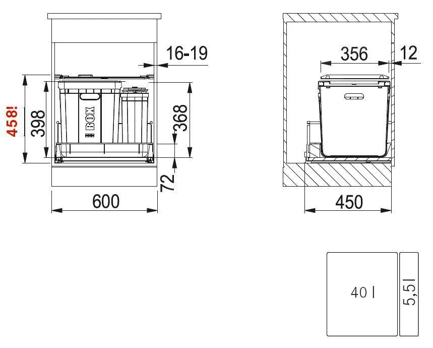 Franke Poubelle Tri Sélectif - Poubelle Encastrée Composta 350-60 121.0307.526 4 Franke Poubelle Tri Sélectif - Poubelle Encastrée Composta 350-60 121.0307.526 – Image 2
