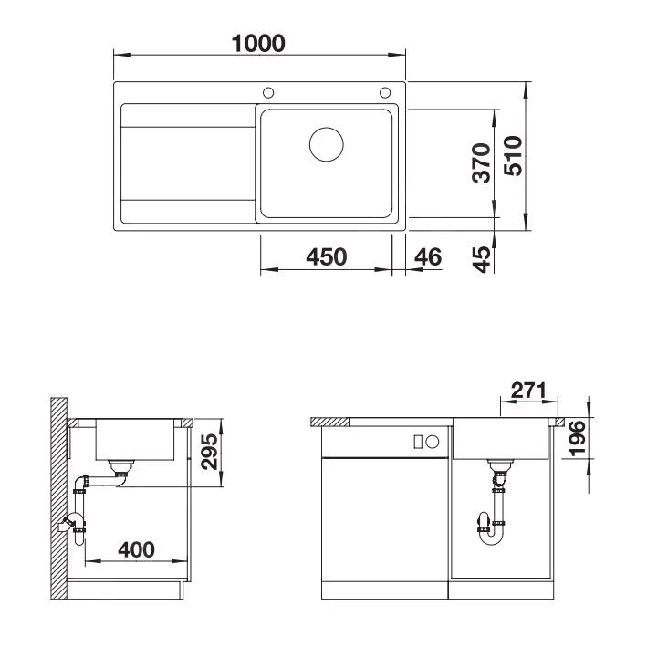 Blanco Divon II - Évier, 1000x510 Mm,avec égouttoir Et Commande Excentrique , Inox 521660 4 Blanco Divon II - Évier, 1000x510 Mm,avec égouttoir Et Commande Excentrique , Inox 521660 – Image 2