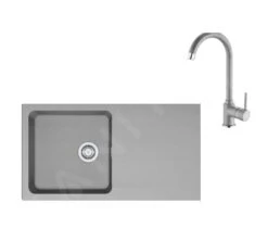 Franke Colonnes - Ensemble T99, évier En Tectonite OID 611 Et Mitigeur FP 9000.084, Gris 143.0675.703