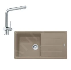 Franke Colonnes - Ensemble De Cuisine G135, évier En Fragranit BFG 611 Et Mitigeur Samoa, Cachemire / Chrome 114.0510.323