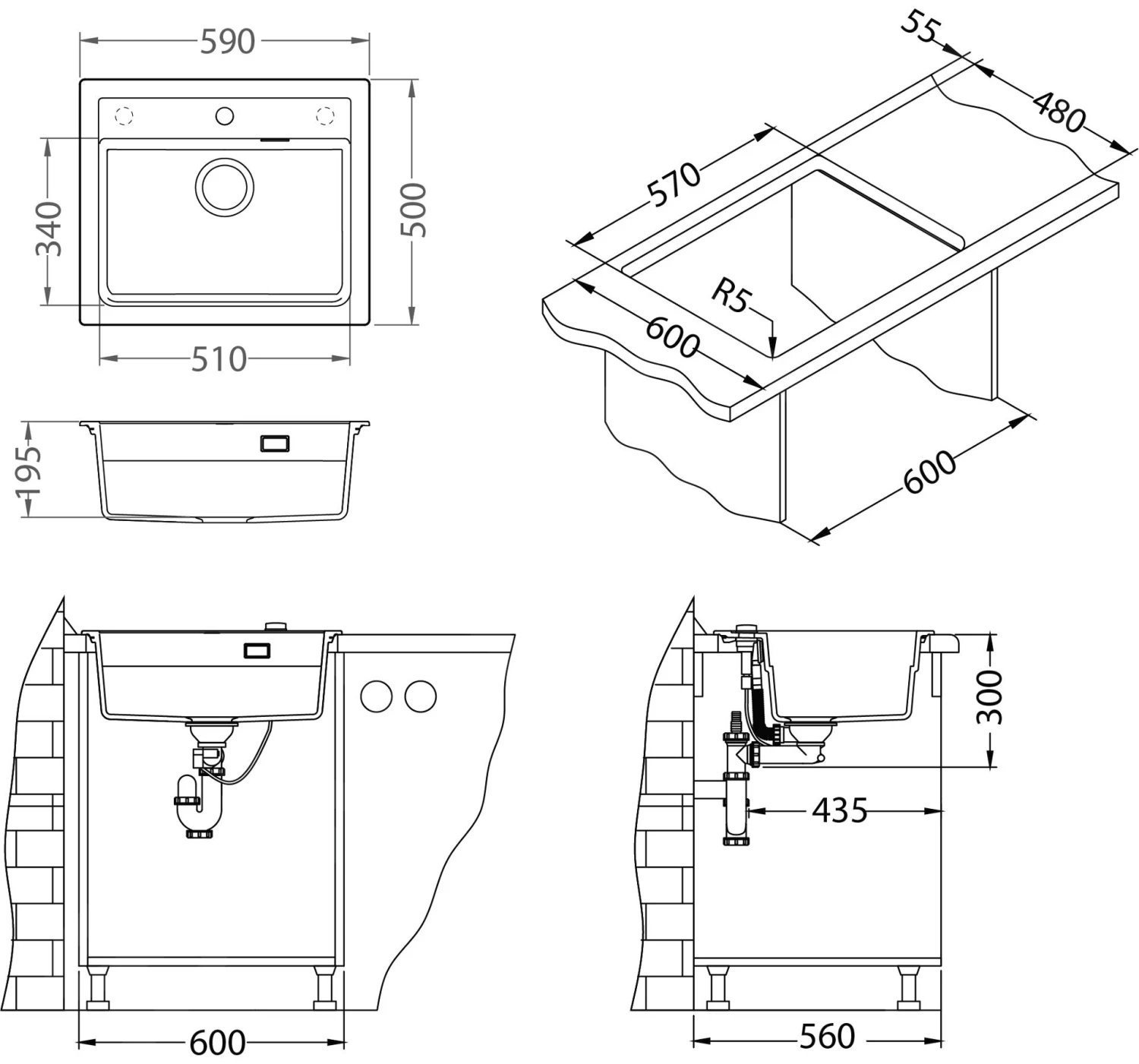 Alveus Atrox - Évier De Granit 590x500 Mm, Avec Commande De Vidage, Terra 1131993 4 Alveus Atrox - Évier De Granit 590x500 Mm, Avec Commande De Vidage, Terra 1131993 – Image 2