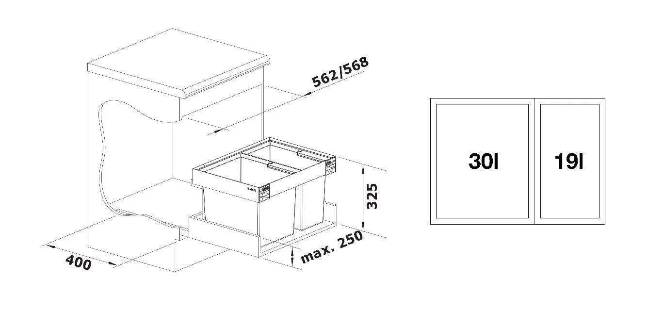 Blanco Flexon II - Poubelle Encastrée, Divisée, Volume 49 L 526641 4 Blanco Flexon II - Poubelle Encastrée, Divisée, Volume 49 L 526641 – Image 2