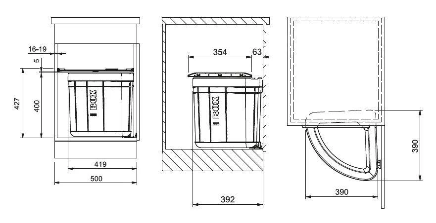 Franke Poubelle Tri Sélectif - Poubelle Encastrée Solo 50, Noir 121.0307.568 4 Franke Poubelle Tri Sélectif - Poubelle Encastrée Solo 50, Noir 121.0307.568 – Image 2