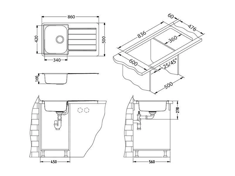 Alveus Line Monarch - Évier 860x500 Mm, Bronze 1103786 4 Alveus Line Monarch - Évier 860x500 Mm, Bronze 1103786 – Image 2