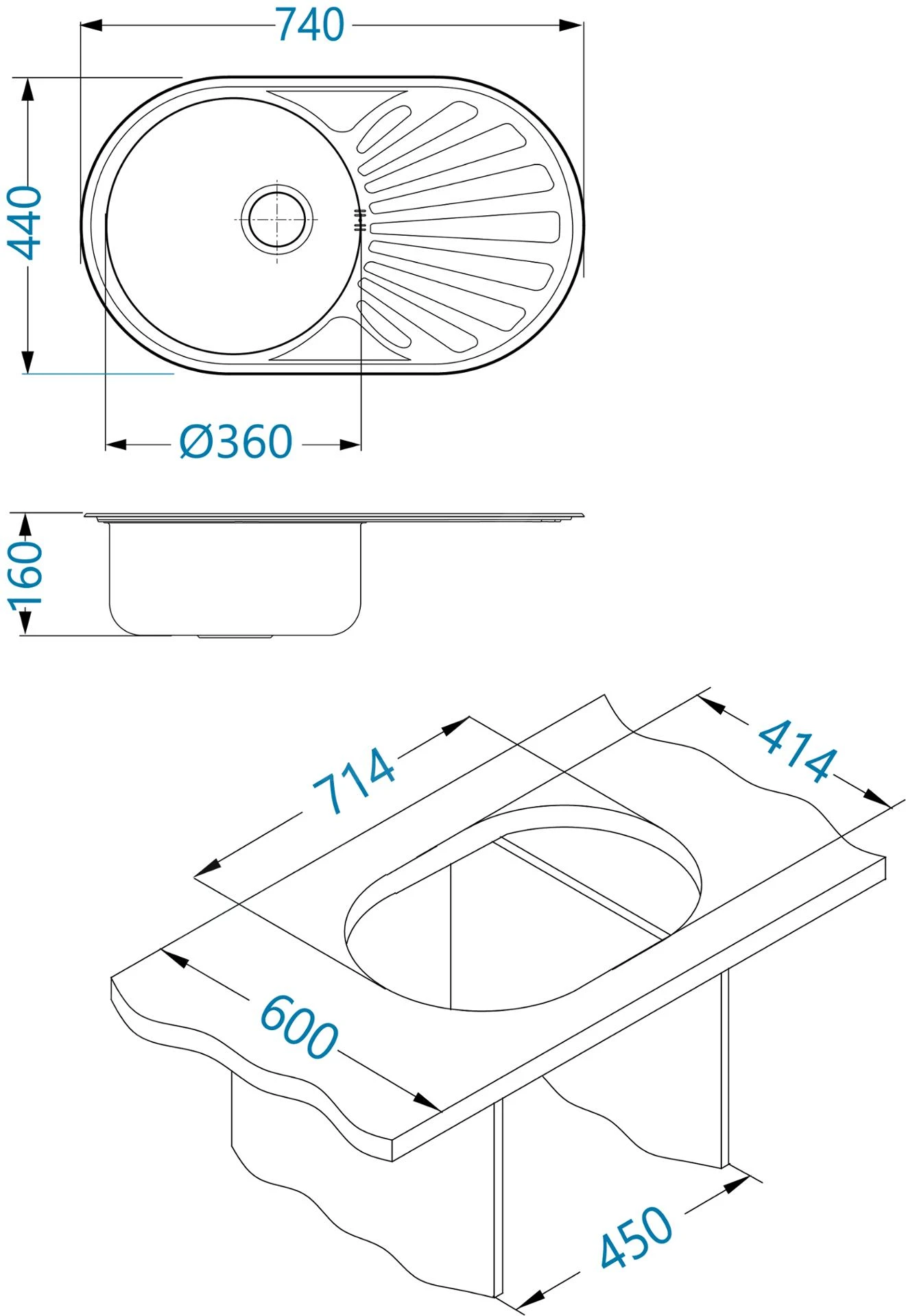 Alveus Ciklo - Évier 740x440mm, Inox 1123986 4 Alveus Ciklo - Évier 740x440mm, Inox 1123986 – Image 2