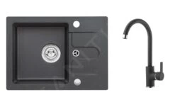 Alveus Sets - Ensemble D'évier En Granit Cortina 20 Et La Robinetterie Tonia, Carbone SETA21010