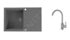 Alveus Sets - Ensemble D&apos;évier En Granit Cadit 20 Et La Robinetterie Tonia, Concrete SETA20013