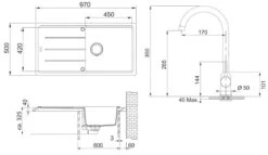 Franke Colonnes - Ensemble G174, évier En Fragranit BFG 611 Et Robinetterie FP 9000.071, Onyx/onyx 114.0619.594 -Cuisine Articles Magasin 7ec78f14f377909f0f0d0f93