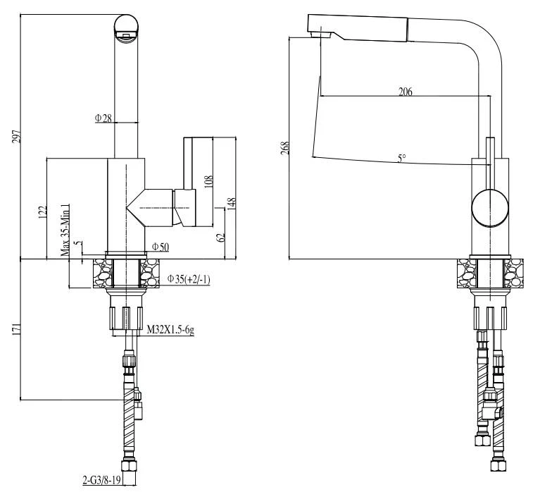 Alveus Siros - Mitigeur D'évier Avec Bec Extractible, Carbone / Inox 1129048 4 Alveus Siros - Mitigeur D'évier Avec Bec Extractible, Carbone / Inox 1129048 – Image 2