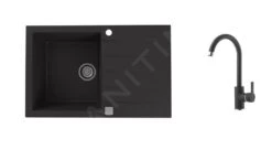 Alveus Sets - Ensemble D'évier En Granit Cadit 20 Et La Robinetterie Tonia, Carbone SETA20014