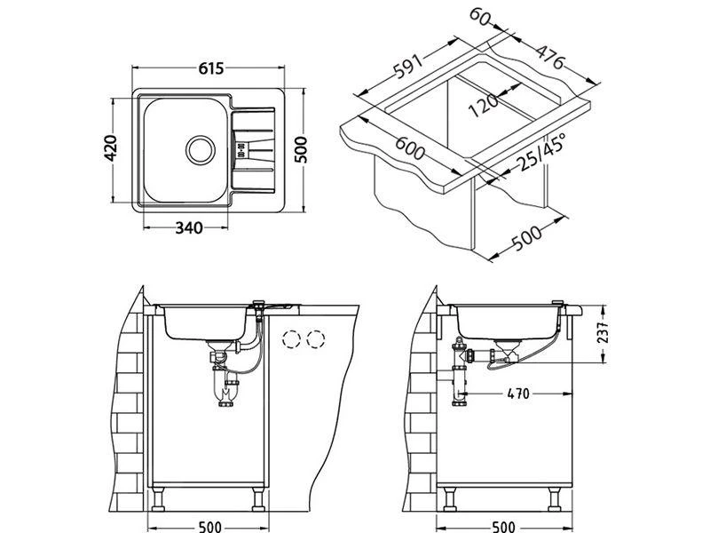 Alveus Line Monarch - Évier 615x500 Mm, Bronze 1103789 4 Alveus Line Monarch - Évier 615x500 Mm, Bronze 1103789 – Image 2