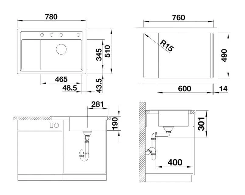 Blanco Zenar XL 6 - Évier En Silgranit, 780x510 Mm, Avec Commande De Vidage, InFino, Blanc 523778 4 Blanco Zenar XL 6 - Évier En Silgranit, 780x510 Mm, Avec Commande De Vidage, InFino, Blanc 523778 – Image 2