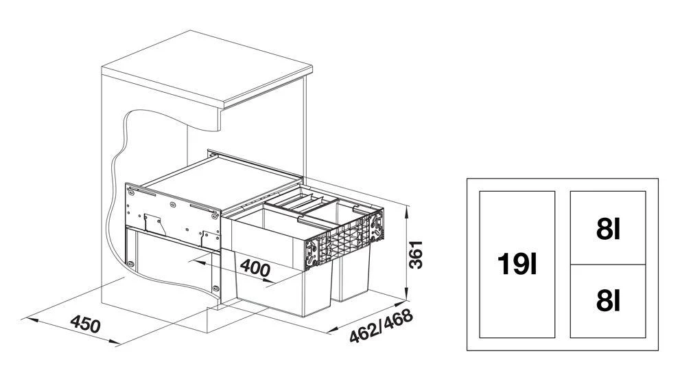 Blanco Select - Poubelle Encastrable, Divisée, Volume 35 L 526202 4 Blanco Select - Poubelle Encastrable, Divisée, Volume 35 L 526202 – Image 2