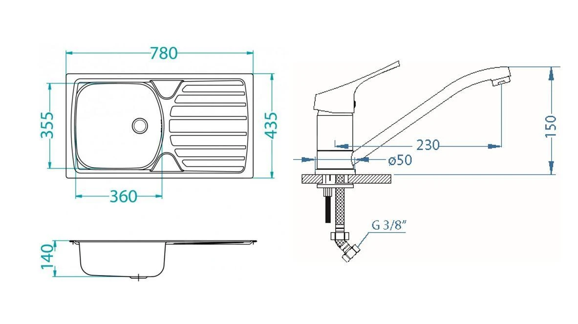 Alveus Sets - Ensemble D'évier Basic 170, Robinetterie Riviera + Cadeau, Chrome SETA259 4 Alveus Sets - Ensemble D'évier Basic 170, Robinetterie Riviera + Cadeau, Chrome SETA259 – Image 2