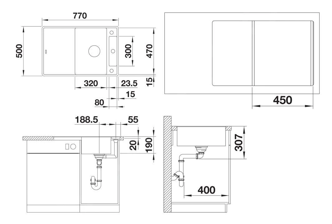 Blanco Axia III 45 - Évier En Silgranit, 770x500 Mm, Avec Commande De Vidage Et Accessoires, InFino, Gris Rocher 523200 4 Blanco Axia III 45 - Évier En Silgranit, 770x500 Mm, Avec Commande De Vidage Et Accessoires, InFino, Gris Rocher 523200 – Image 2