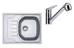 Franke Colonnes - Ensemble N73, évier Inox OLN 611-63 Et Robinetterie FC 9547.031, Inox/chrome 101.0618.834