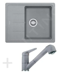 Franke Colonnes - Set De Cuisine G55, évier En Granit BFG 611-62, Pierre Grise + Robinet FC 9547, Pierre Grise 114.0323.821