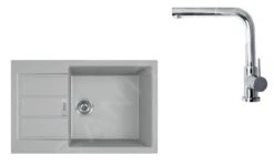 Franke Colonnes - Ensemble T88, évier En Tectonite S2D 611-78 XL Et Robinetterie FN 0147.031, Gris/chrome 143.0618.744
