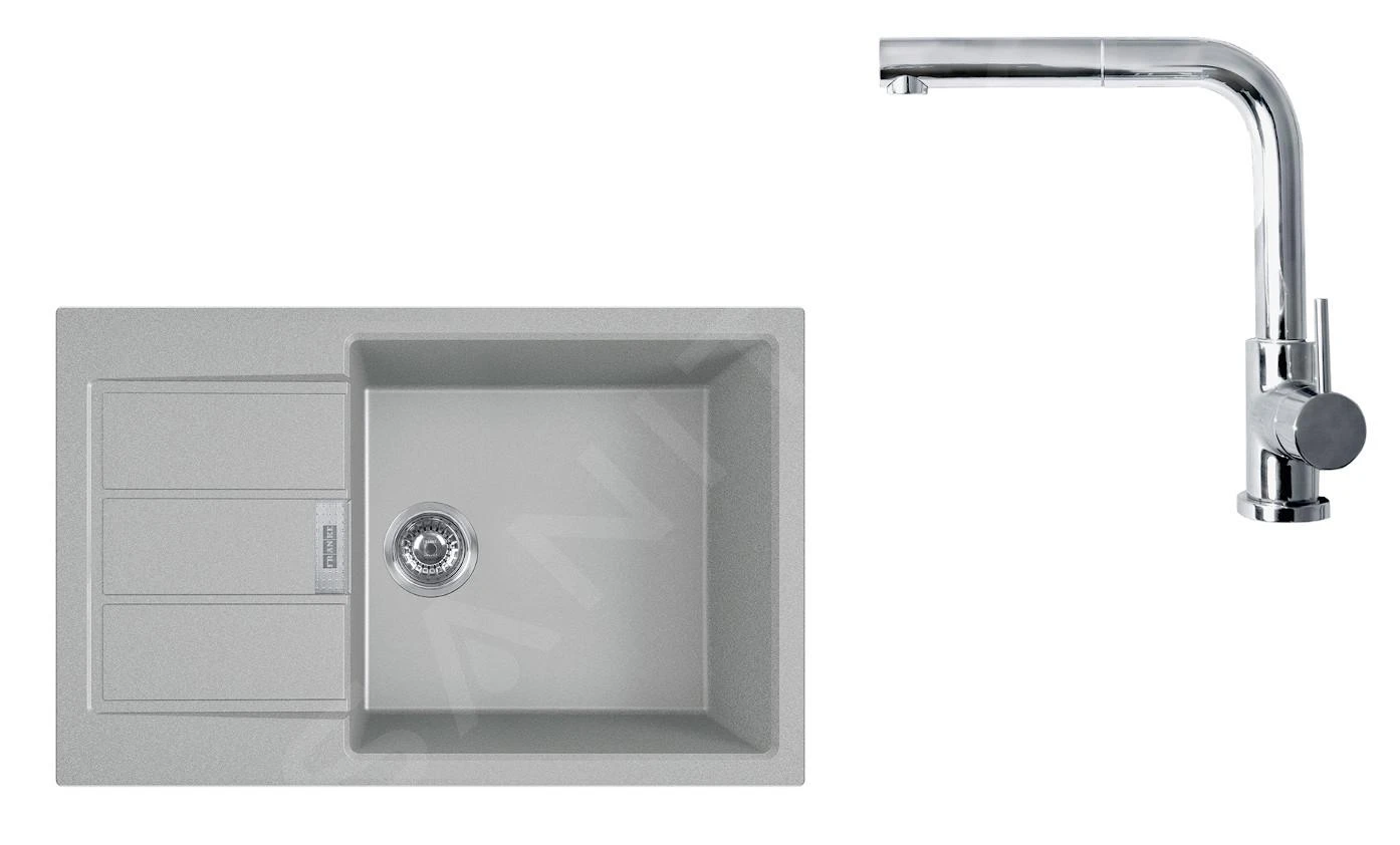 Franke Colonnes - Ensemble T88, évier En Tectonite S2D 611-78 XL Et Robinetterie FN 0147.031, Gris/chrome 143.0618.744 3 Franke Colonnes - Ensemble T88, évier En Tectonite S2D 611-78 XL Et Robinetterie FN 0147.031, Gris/chrome 143.0618.744