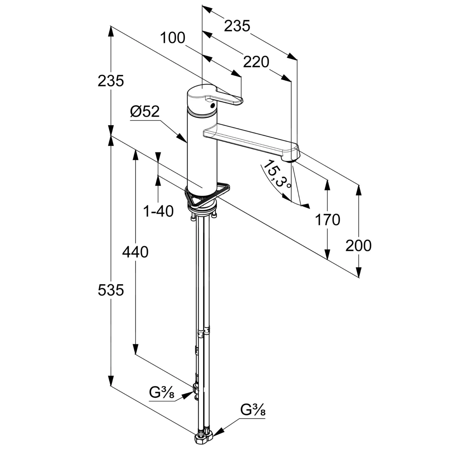 Kludi M2 - Mitigeur D'évier, Chrome 595750575 4 Kludi M2 - Mitigeur D'évier, Chrome 595750575 – Image 2