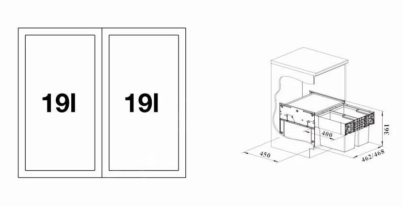 Blanco Select - Poubelle Encastrable, Divisée, Volume De 38 L 526201 4 Blanco Select - Poubelle Encastrable, Divisée, Volume De 38 L 526201 – Image 2