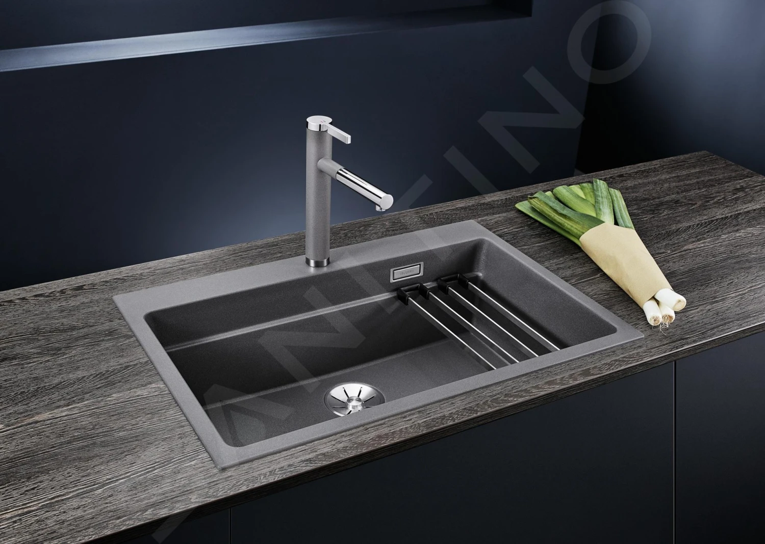 Blanco Etagon 8 - Évier En Silgranite, 780x510 Mm, Avec Rails, InFino, Aluminium 525179 5 Blanco Etagon 8 - Évier En Silgranite, 780x510 Mm, Avec Rails, InFino, Aluminium 525179 – Image 3