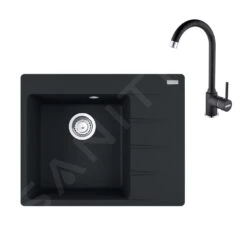 Franke Colonnes - Set G230, évier En Fragranit CNG 611-62 TL / 2 Et Mitigeur FP 9000.071, Onyx 114.0650.788