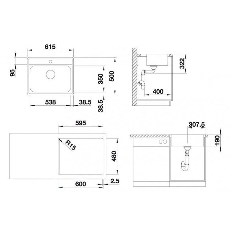 Blanco Lemis 6 - Évier, 615x500 Mm, Inox Brossé 525108 4 Blanco Lemis 6 - Évier, 615x500 Mm, Inox Brossé 525108 – Image 2