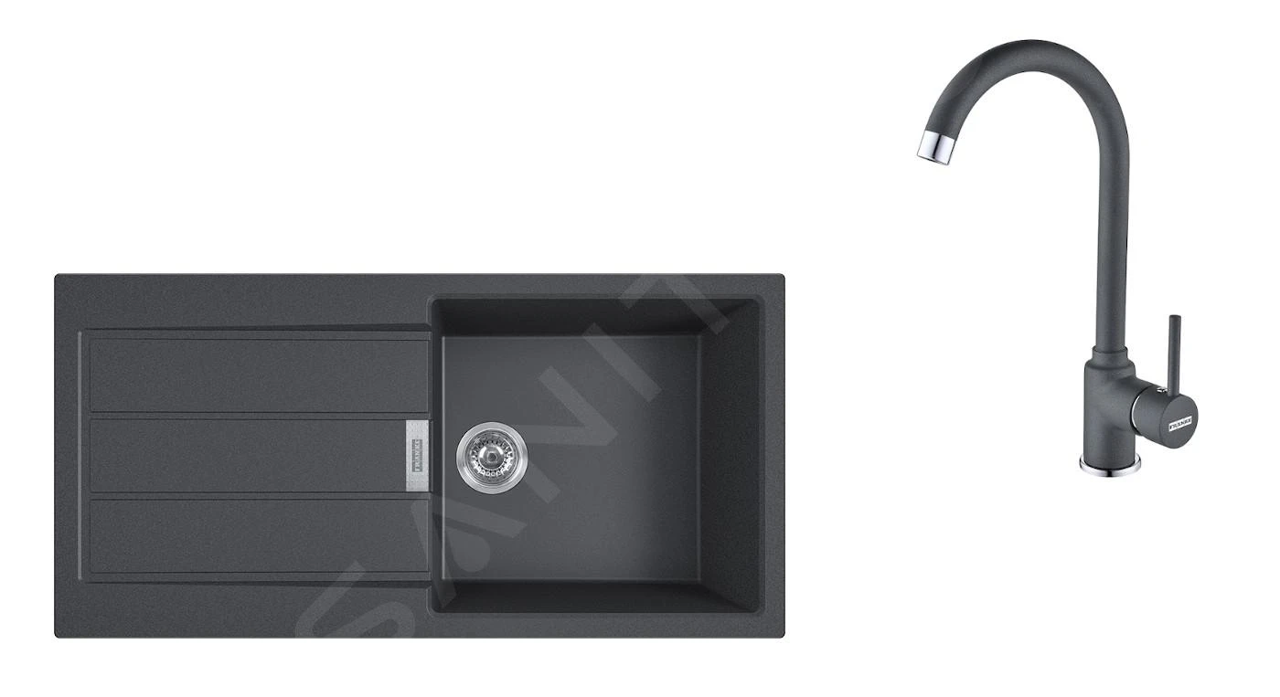 Franke Colonnes - Ensemble T78, évier En Tectonite S2D 611-100 Et Robinetterie FP 9000.099, Noir/graphite 143.0616.934 3 Franke Colonnes - Ensemble T78, évier En Tectonite S2D 611-100 Et Robinetterie FP 9000.099, Noir/graphite 143.0616.934