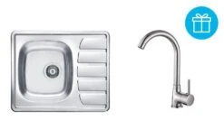 Alveus Sets - Ensemble D&apos;évier Zoom 10, Robinetterie Karina + Cadeau, Chrome SETA267