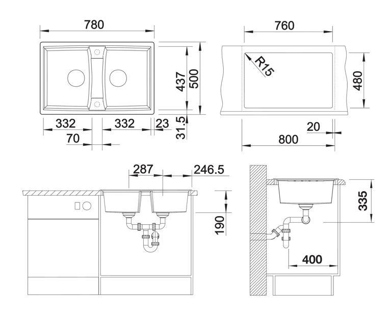 Blanco Lexa 8 - Évier En Silgranit, 780x500 Mm, Avec Commande De Vidage, InFino, Anthracite 524950 4 Blanco Lexa 8 - Évier En Silgranit, 780x500 Mm, Avec Commande De Vidage, InFino, Anthracite 524950 – Image 2