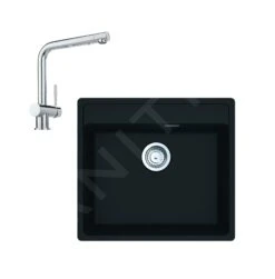 Franke Colonnes - Ensemble G246, évier En Fragranit MRG 610-52 RTL Et Mitigeur Samoa, Onyx / Chrome 114.0675.609