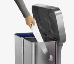 Simplehuman Poubelles - Poubelle De Tri Sélectif, Poche Pour Sacs, 58 L, Inox Brossé CW2025 -Cuisine Articles Magasin a8b66ddaa2315c67060bc668