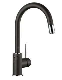 Blanco Mida S - Mitigeur D&apos;évier Avec Bec Extractible, Noir / Chrome 526146