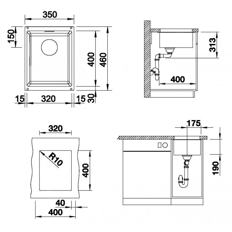 Blanco Subline 320 - Évier En Silgranit, 350x460 Mm, Gris Rocher 523407 4 Blanco Subline 320 - Évier En Silgranit, 350x460 Mm, Gris Rocher 523407 – Image 2
