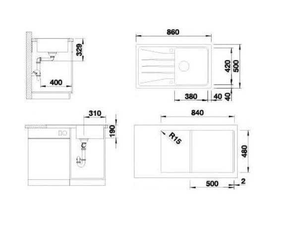 Blanco Sona 5 - Évier En Silgranit, 860x500 Mm, Noir 525972 4 Blanco Sona 5 - Évier En Silgranit, 860x500 Mm, Noir 525972 – Image 2