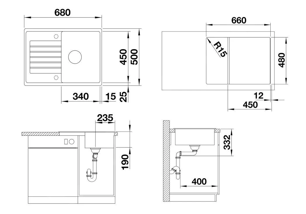 Blanco Zia 45 - Évier En Silgranit, 680x500 Mm, Gris 527380 4 Blanco Zia 45 - Évier En Silgranit, 680x500 Mm, Gris 527380 – Image 2