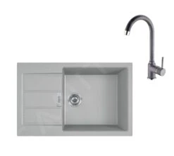 Franke Colonnes - Ensemble De Cuisine T107, évier En Tectonite S2D 611-78 XL Et Mitigeur FP 9000.084, Gris 143.0675.737