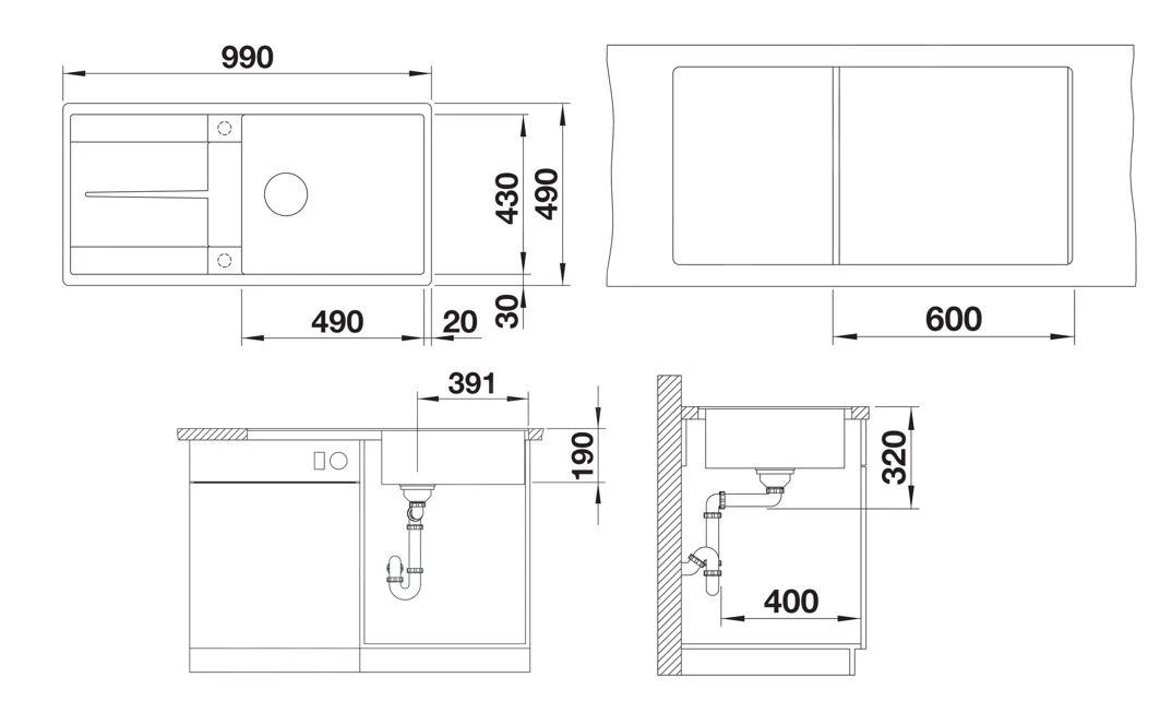 Blanco Metra XL 6 - Évier En Silgranit, 990x490 Mm, Avec Commande De Vidage, Gris 527308 4 Blanco Metra XL 6 - Évier En Silgranit, 990x490 Mm, Avec Commande De Vidage, Gris 527308 – Image 2