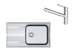 Franke Colonnes - Set N84, évier En Inox SRX 611-86 LB Et Mitigeur FC 3054.031, Inox / Chrome 101.0650.599