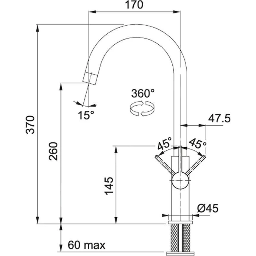 Franke Colonnes - Set G222, évier En Fragranit CNG 611-62 TL / 7 Et Mitigeur FP 0408.031, Noir Mat 114.0650.769 5 Franke Colonnes - Set G222, évier En Fragranit CNG 611-62 TL / 7 Et Mitigeur FP 0408.031, Noir Mat 114.0650.769 – Image 3