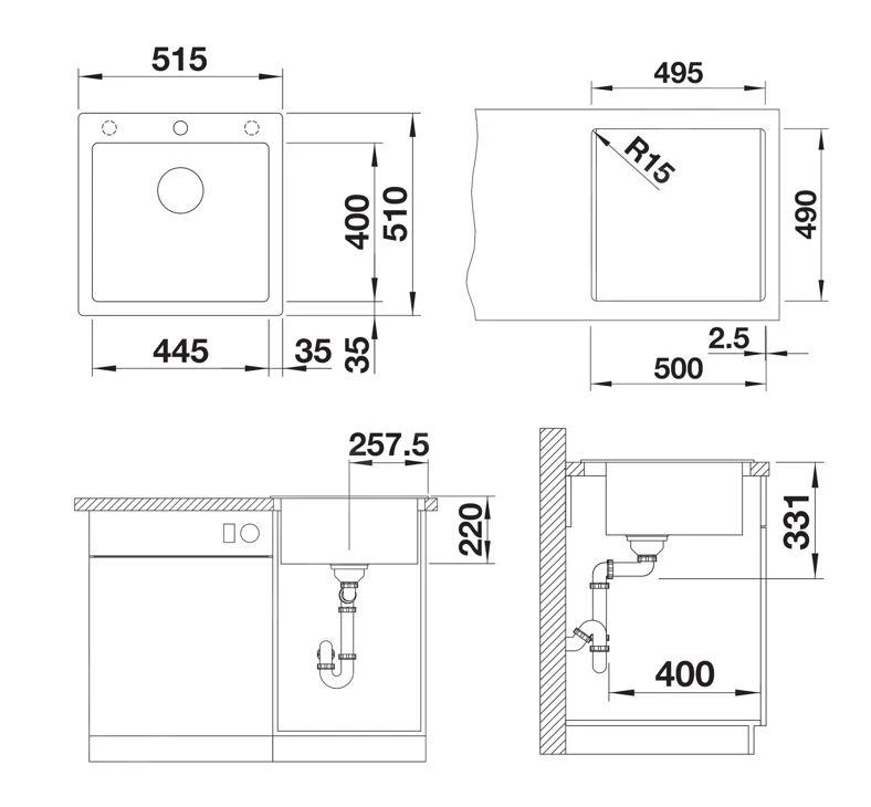 Blanco Pleon 5 - Évier En Silgranit, 515x510 Mm, InFino, Blanc Doux 527135 4 Blanco Pleon 5 - Évier En Silgranit, 515x510 Mm, InFino, Blanc Doux 527135 – Image 2