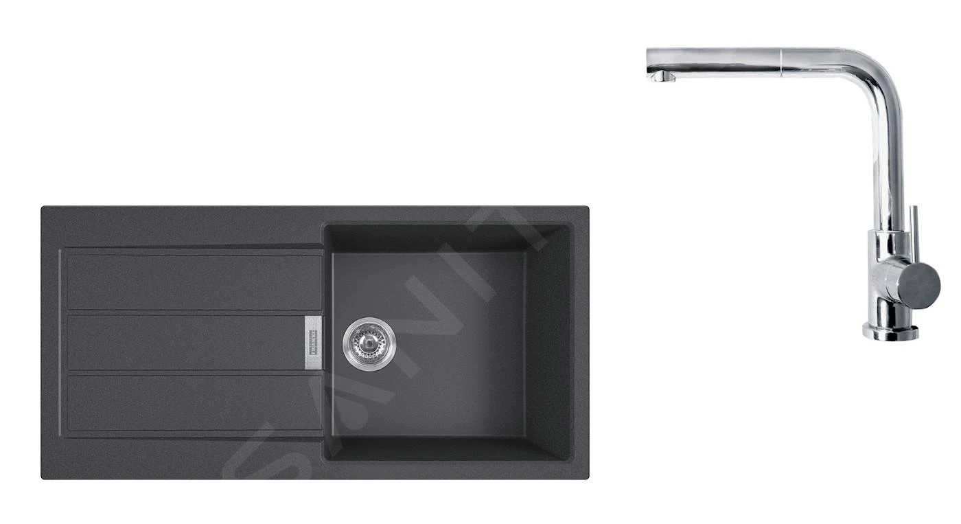 Franke Colonnes - Ensemble T77, évier En Tectonite S2D 611-100 Et Robinetterie FN 0147.031, Noir/chrome 143.0616.932 3 Franke Colonnes - Ensemble T77, évier En Tectonite S2D 611-100 Et Robinetterie FN 0147.031, Noir/chrome 143.0616.932