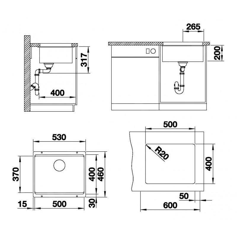 Blanco Etagon 500 - Évier En Silgranit, 530x460 Mm, Avec Rails, Café 522236 4 Blanco Etagon 500 - Évier En Silgranit, 530x460 Mm, Avec Rails, Café 522236 – Image 2
