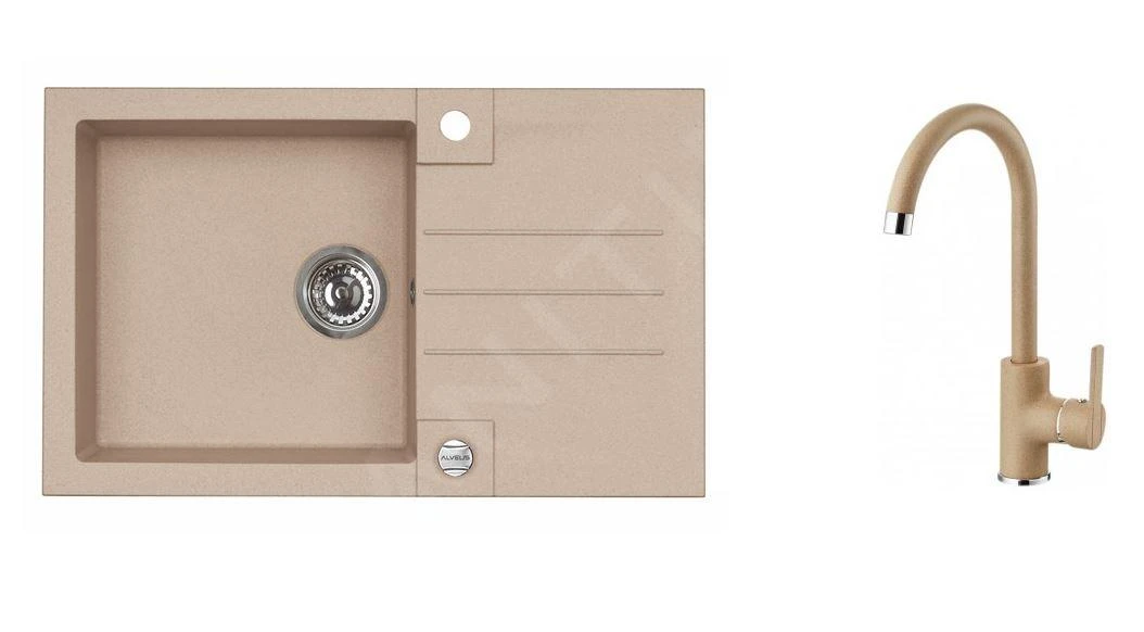 Alveus Sets - Ensemble D'évier Rock 130 Et La Robinetterie Tonia, Beige SETA066 3 Alveus Sets - Ensemble D'évier Rock 130 Et La Robinetterie Tonia, Beige SETA066