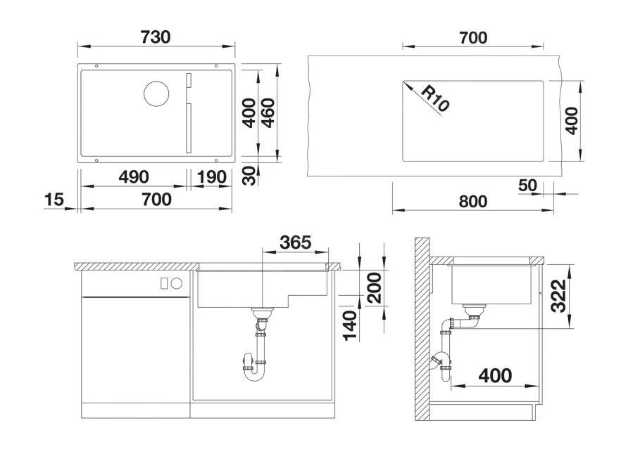 Blanco Subline 700 - Évier En Silgranit, 730x460 Mm, InFino, Blanc 523542 4 Blanco Subline 700 - Évier En Silgranit, 730x460 Mm, InFino, Blanc 523542 – Image 2