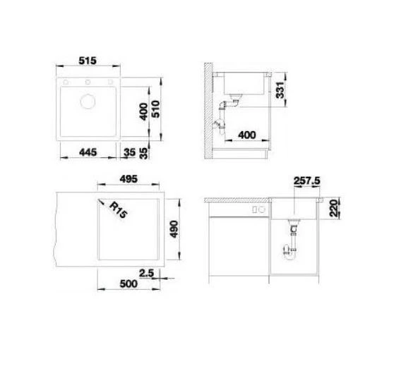 Blanco Pleon 5 - Évier En Silgranit, 515x510 Mm, Noir 525951 4 Blanco Pleon 5 - Évier En Silgranit, 515x510 Mm, Noir 525951 – Image 2