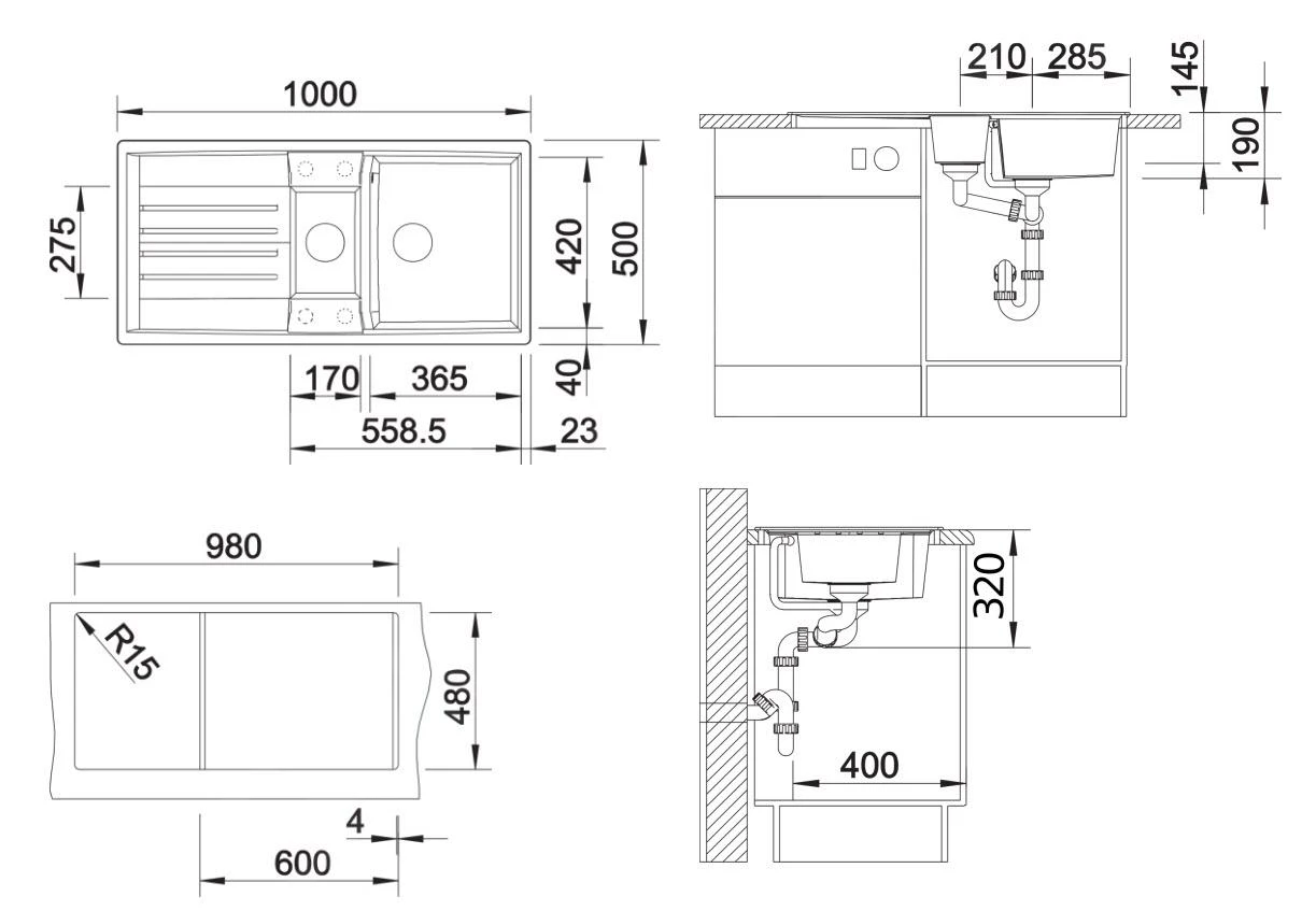 Blanco Lexa 6 - Évier En Silgranite, 1000x500 Mm, Avec Accessoires, InFino, Anthracite 524930 4 Blanco Lexa 6 - Évier En Silgranite, 1000x500 Mm, Avec Accessoires, InFino, Anthracite 524930 – Image 2