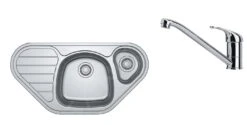 Franke Colonnes - Ensemble N80, évier D’angle Inox SKX 651 E Et Robinetterie FB 250.031, Inox/chrome 101.0618.835