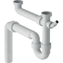 Geberit Accessoires - Siphon Pour éviers Double, Avec Embout Cannelé équerre, Sortie Verticale, D 50 Mm 152.553.11.1